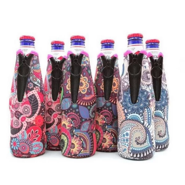 6pcs Beer Bottle Cooler Sleeves with Ring Zipper Collapsible Neoprene Insulators for 12oz 330ml Bottles Party Drink Coolies - Image 3