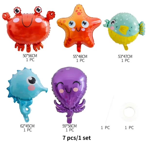 5Pcs/set Marine Life Balloon Starfish Crab Hippocampus Globos Happy Birthday Party Decorations Baby Shower Balloons - Image 3