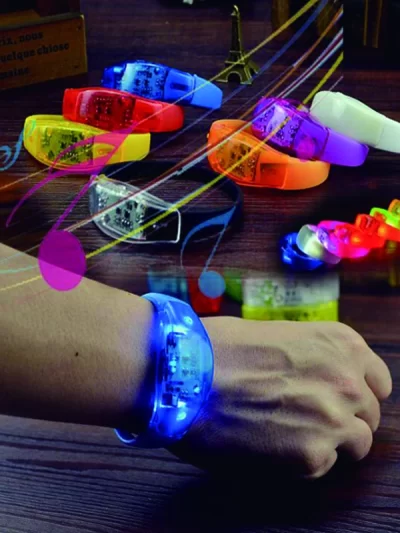 20PCS Fluorescent Bracelets Sound Control Led Flashing Silicone Bracelet Vibration Bangle Christmas DJ wedding Party Decoration