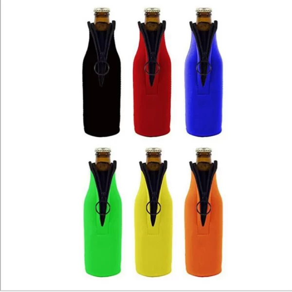 6pcs Beer Bottle Cooler Sleeves with Ring Zipper Collapsible Neoprene Insulators for 12oz 330ml Bottles Party Drink Coolies - Image 4