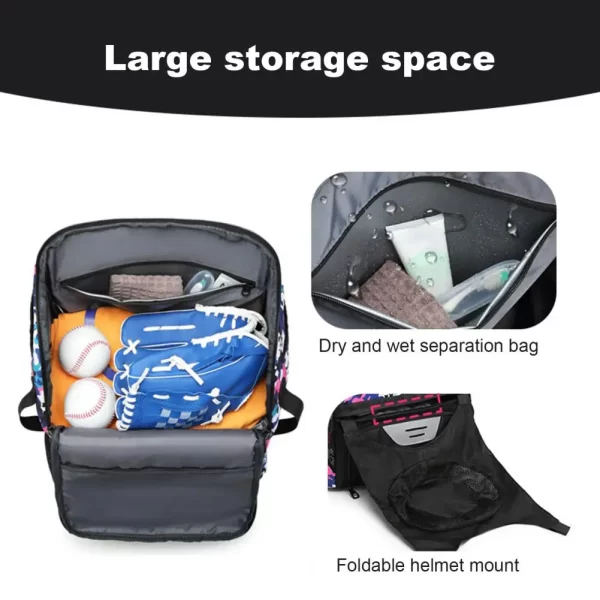 Spacious Baseball Equipment Bag with Shoe Compartment Durable Oxford Cloth for Sports for Athletes - Image 5