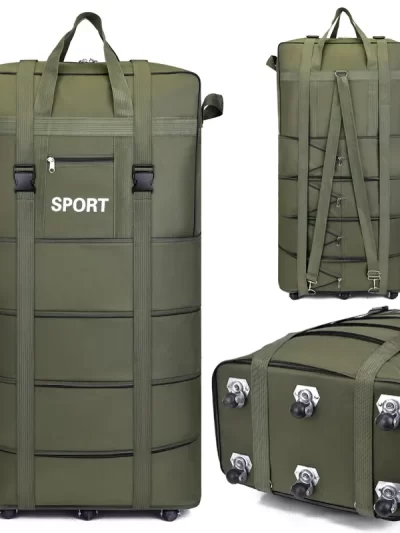 Waterproof Travel Bag Large-capacity Telescopic Airline Check-in Bag with Wheel Folding Luggage Storage Pack for Men and Women