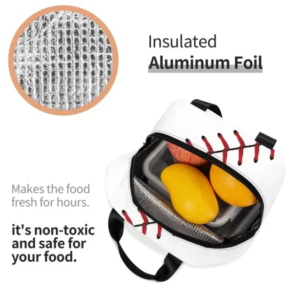 Softball Baseball Lace Lunch Box Thermal Cooler Food Insulated Lunch Bag for Kids School Children Portable Picnic Tote Bags - Image 4