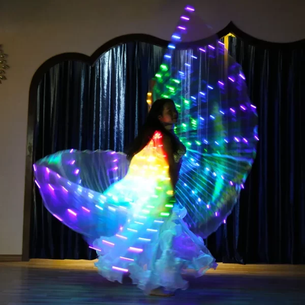 LED Luminescent Color Cloak Adult Children Dancers Luminous Butterfly Wing Stage Performance Belly Dancing Party Photo Prop - Image 3