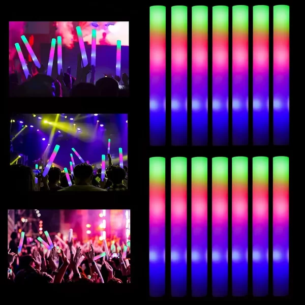 8/10/15/20pcs LED Glow Sticks Bulk Colorful RGB Glow Foam Stick for Christmas Birthday Wedding Glow in The Dark Party Supplies - Image 2