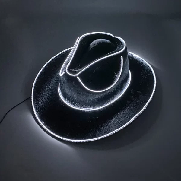New Arrival Pearlescent Cowboy Hat Dance Costume Decorate Glowing Cowgirl Cap Glowing For Neon NightClub - Image 13