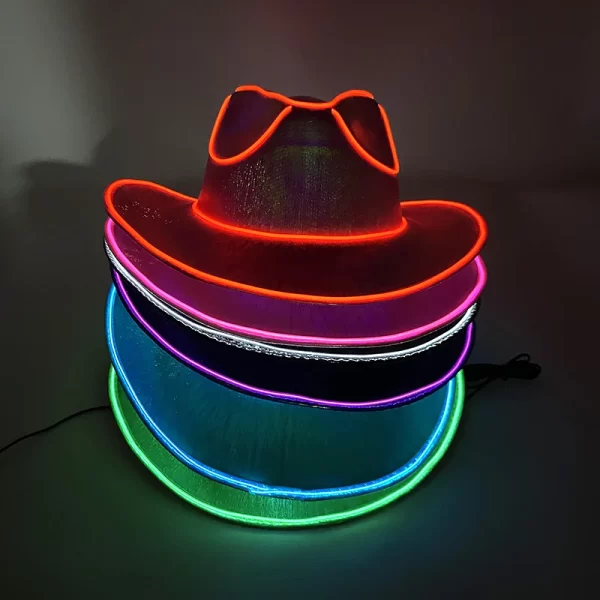 New Arrival Pearlescent Cowboy Hat Dance Costume Decorate Glowing Cowgirl Cap Glowing For Neon NightClub - Image 2