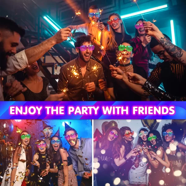 Glow in the Dark LED Eyeglasses 6 Neon Colors Blinds Lampshade Glasses Christmas Mardi Gras - Image 4