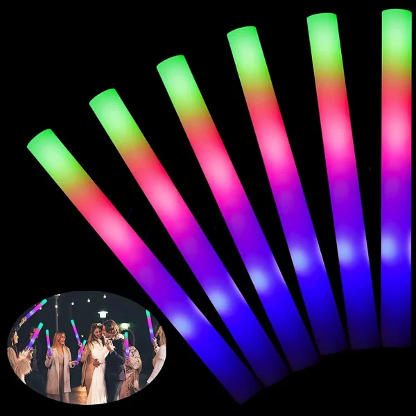 8/10/15/20pcs LED Glow Sticks Bulk Colorful RGB Glow Foam Stick for Christmas Birthday Wedding Glow in The Dark Party Supplies - Image 8