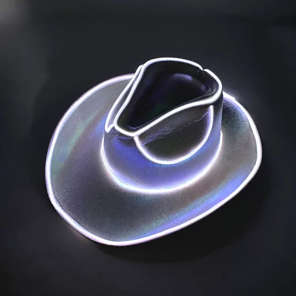 New Arrival Pearlescent Cowboy Hat Dance Costume Decorate Glowing Cowgirl Cap Glowing For Neon NightClub - Image 12
