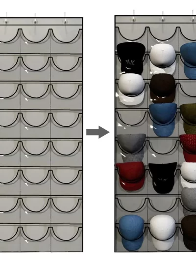 Baseball Hat Rack 24 Pockets Storage Bag Ballcap Display Holder  Wall Mount Hang Holder With Hooks Hat Organizer Over The Door