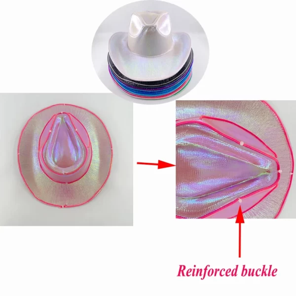 New Arrival Pearlescent Cowboy Hat Dance Costume Decorate Glowing Cowgirl Cap Glowing For Neon NightClub - Image 5