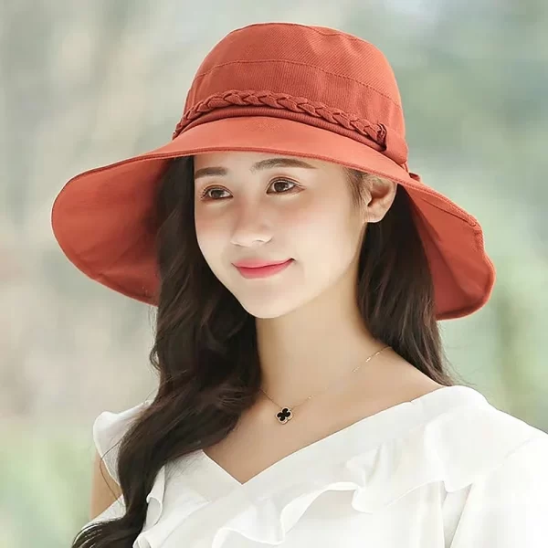 Women's Four Seasons Sunshade Umbrella Outdoor Big Brim Bowknot Bucket Basin Hat Fisherman Hat Panama Hat Fashion Cap - Image 10