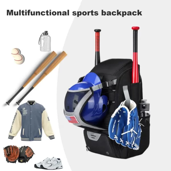 Spacious Baseball Equipment Bag with Shoe Compartment Durable Oxford Cloth for Sports for Athletes