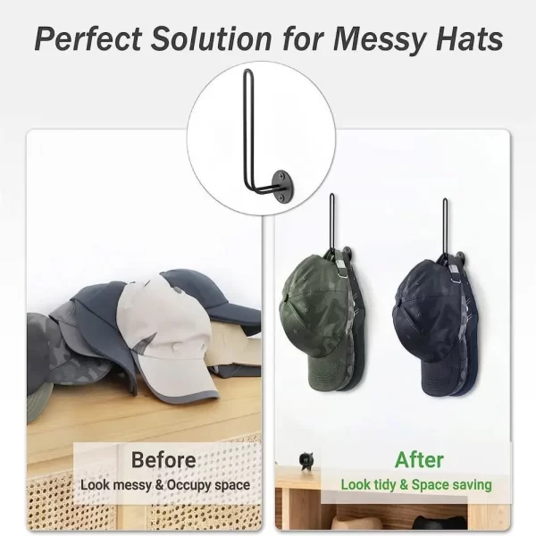 Hat Storage Stand Baseball Cap Storage Racks with Long Hooks for Wall Organization Anti-slip L-shaped for Hats for Umbrellas - Image 3