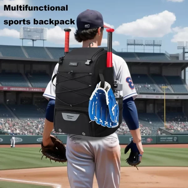 Spacious Baseball Equipment Bag with Shoe Compartment Durable Oxford Cloth for Sports for Athletes - Image 4