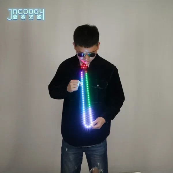 Halloween LED Party Decoration Glowing Rave Accessories for Men Nightclub Stage Props Luminous Tie DJ Hip Hop Costume Festival - Image 4