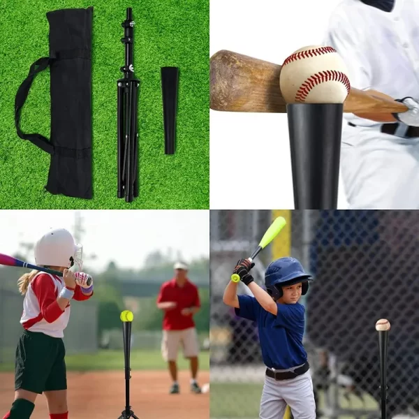 Baseball Batting Tee Tripod Adjustable Tripod Stand Tee for Hitting Training Practice Portable Foldable for Adult Kids Beginner - Image 4