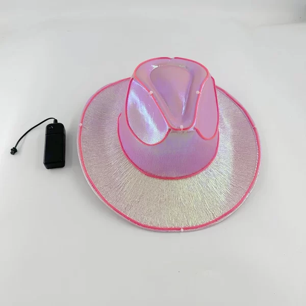 New Arrival Pearlescent Cowboy Hat Dance Costume Decorate Glowing Cowgirl Cap Glowing For Neon NightClub - Image 6