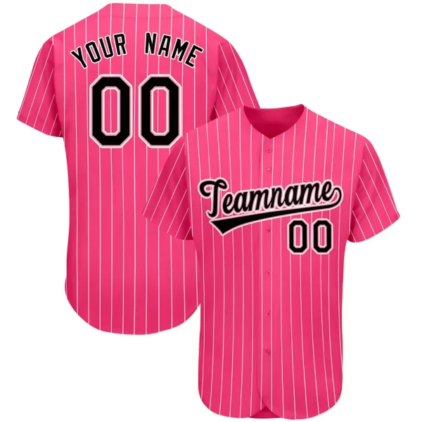Pin Stripe Black Customizable Baseball Jersey - Image 3
