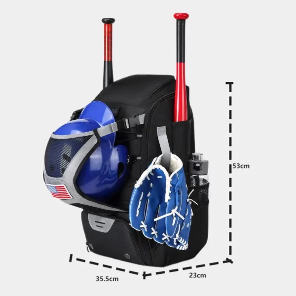 Spacious Baseball Equipment Bag with Shoe Compartment Durable Oxford Cloth for Sports for Athletes - Image 3