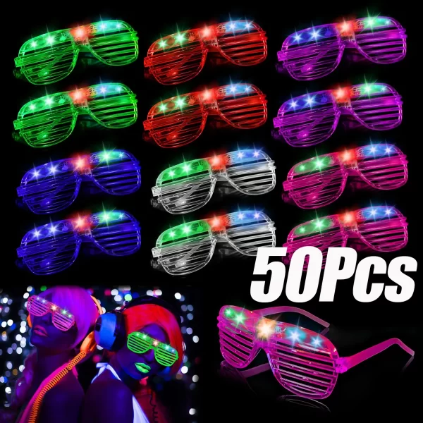 Glow in the Dark LED Eyeglasses 6 Neon Colors Blinds Lampshade Glasses Christmas Mardi Gras