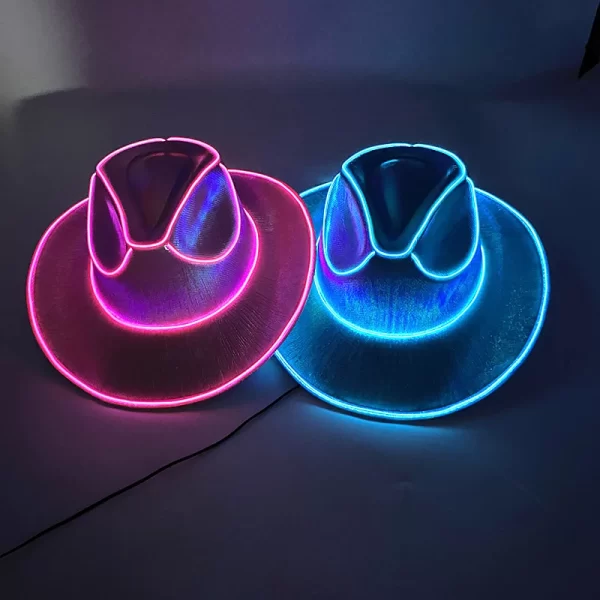 New Arrival Pearlescent Cowboy Hat Dance Costume Decorate Glowing Cowgirl Cap Glowing For Neon NightClub - Image 3