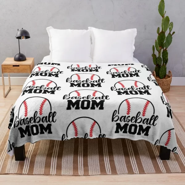 Baseball Mom Sports Mom Throw Blanket Retro Blankets