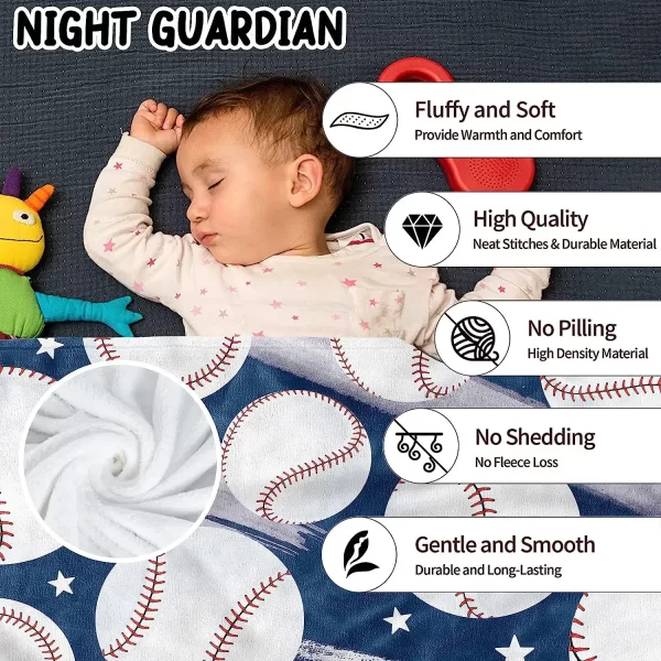 Baseball Throw Blanket Gifts for Boys, Blue Baseball Soft Cozy Plush Flannel Blanket for Kids Bedroom, 40 x 50 in - Image 3