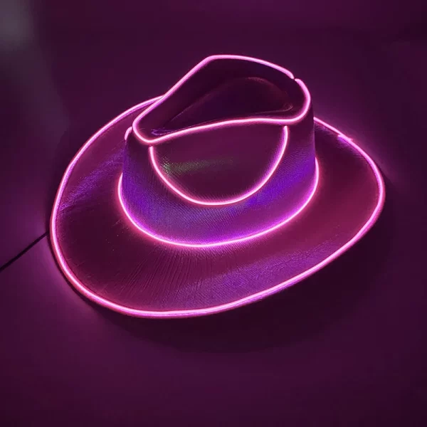 New Arrival Pearlescent Cowboy Hat Dance Costume Decorate Glowing Cowgirl Cap Glowing For Neon NightClub - Image 4