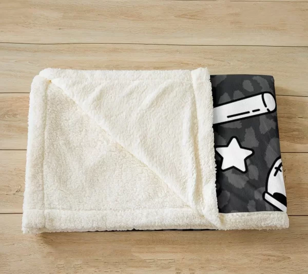 Baseball Theme Throw Blanket Black Grey Leopard Print - Image 3