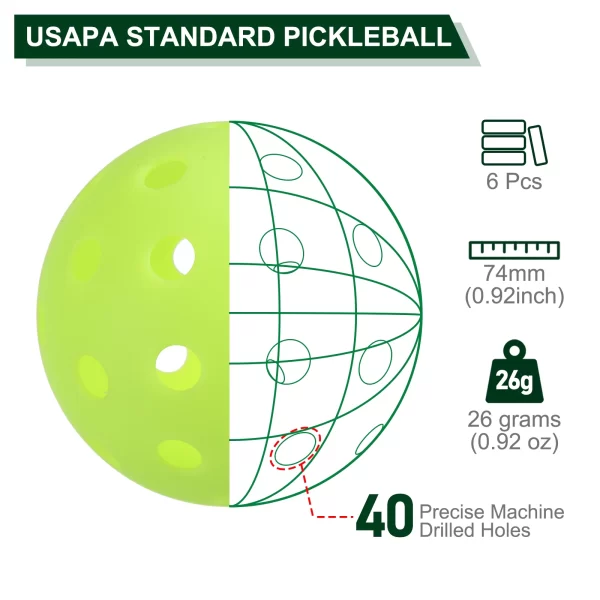 6 Pack Pickleball Balls for Amateurs - Image 2
