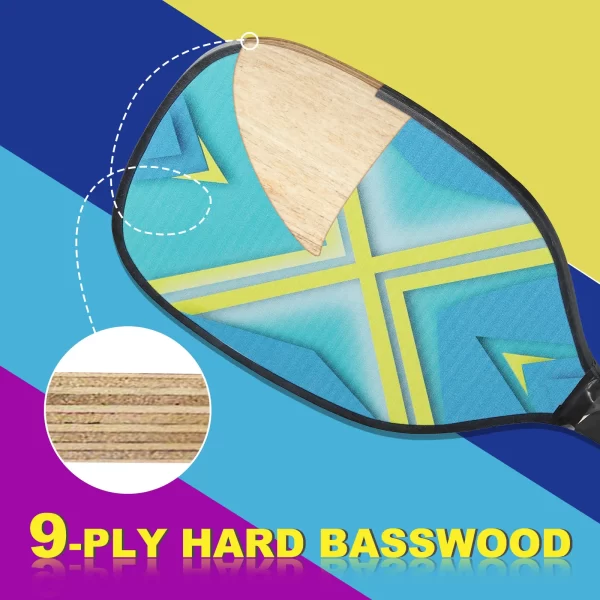 Pickleball Paddles Set with 4 Premium Wood Pickleball Rackets 4 Pickleball Balls 4 Cooling Towels a Carry Bag - Image 5
