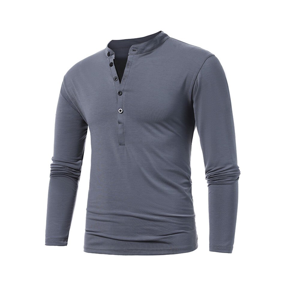 Casual Long Sleeve Henley Shirt - Image 8