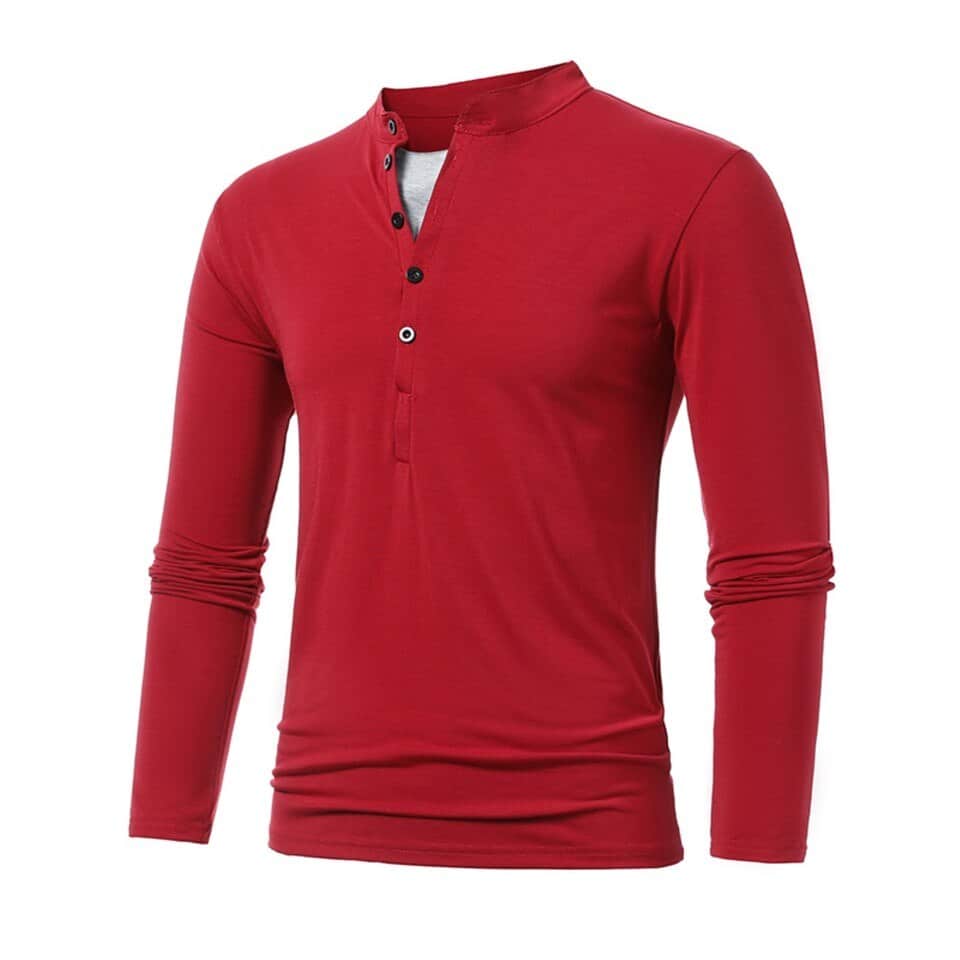 Casual Long Sleeve Henley Shirt - Image 10