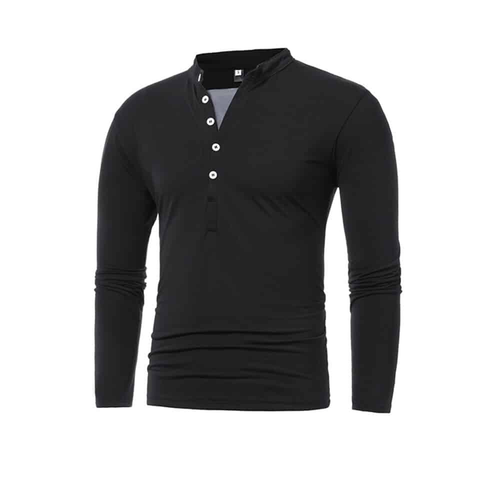 Casual Long Sleeve Henley Shirt - Image 5