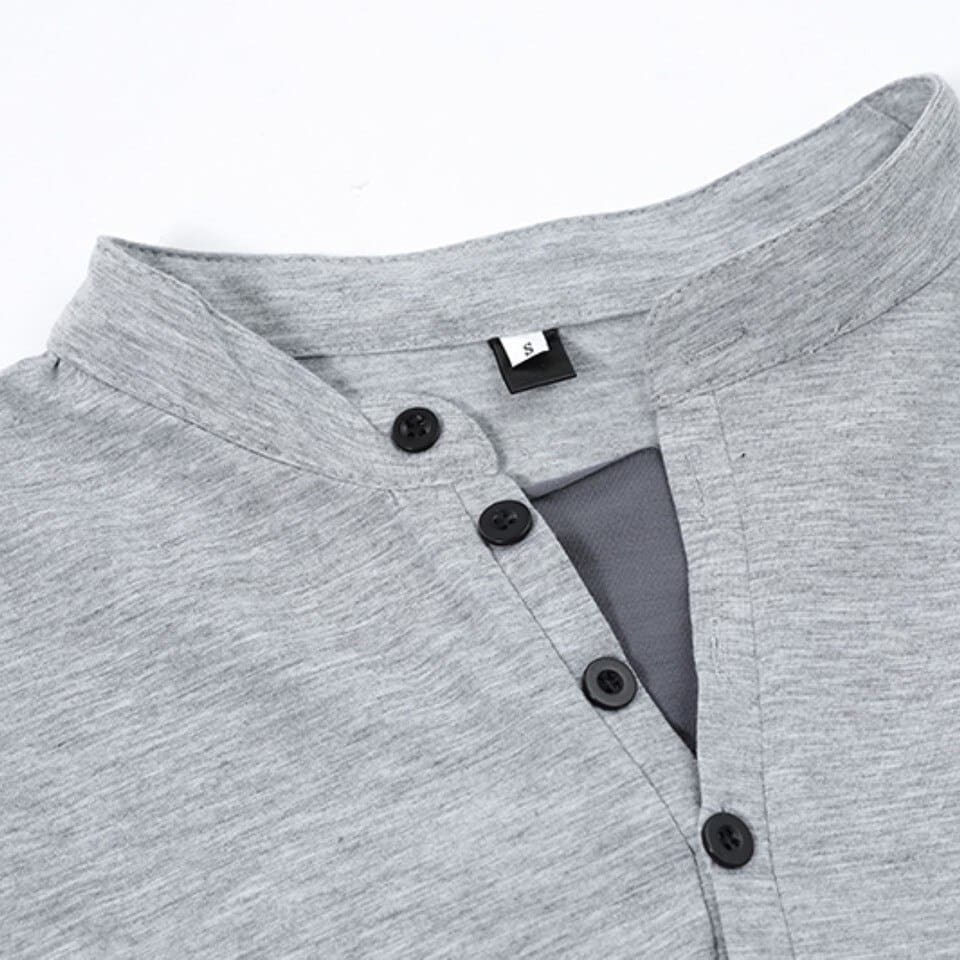 Casual Long Sleeve Henley Shirt - Image 3