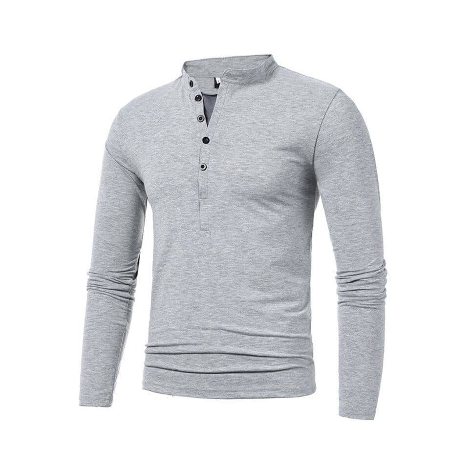 Casual Long Sleeve Henley Shirt - Image 2