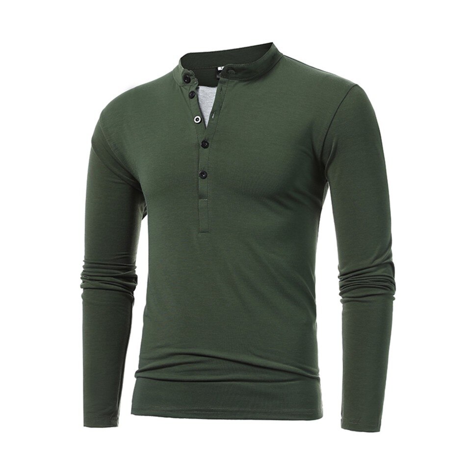 Casual Long Sleeve Henley Shirt - Image 6