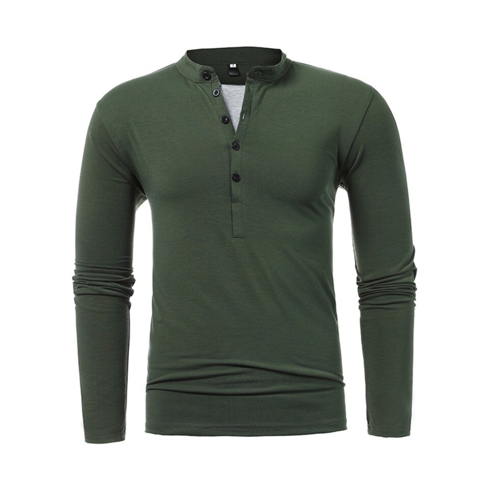 Casual Long Sleeve Henley Shirt - Image 9