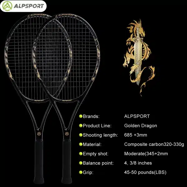 ALPSPORT JL 27-inch strong and durable 4 3/8-inch grip carbon fiber tennis racket - Image 2