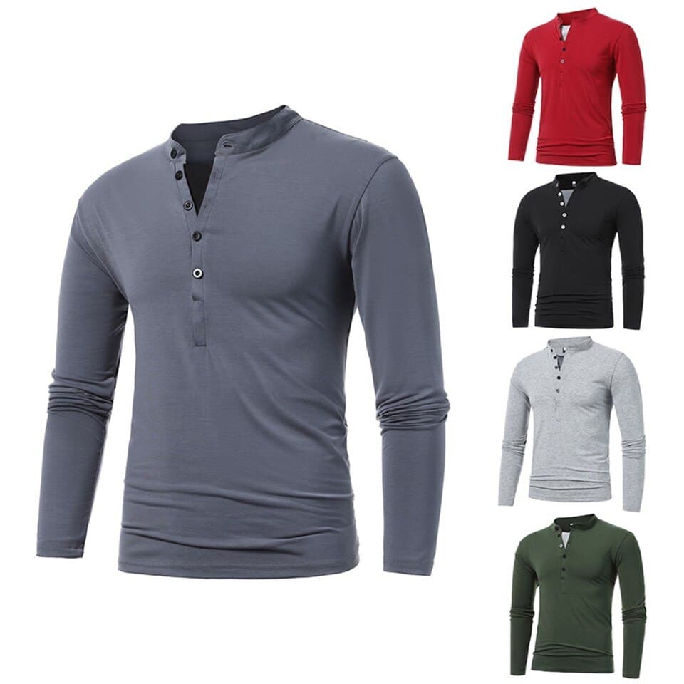 Casual Long Sleeve Henley Shirt
