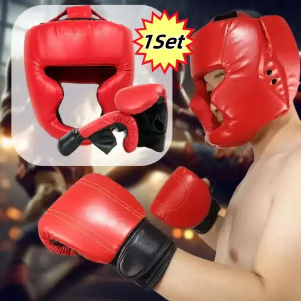 Boxing Gloves and Helmet Set