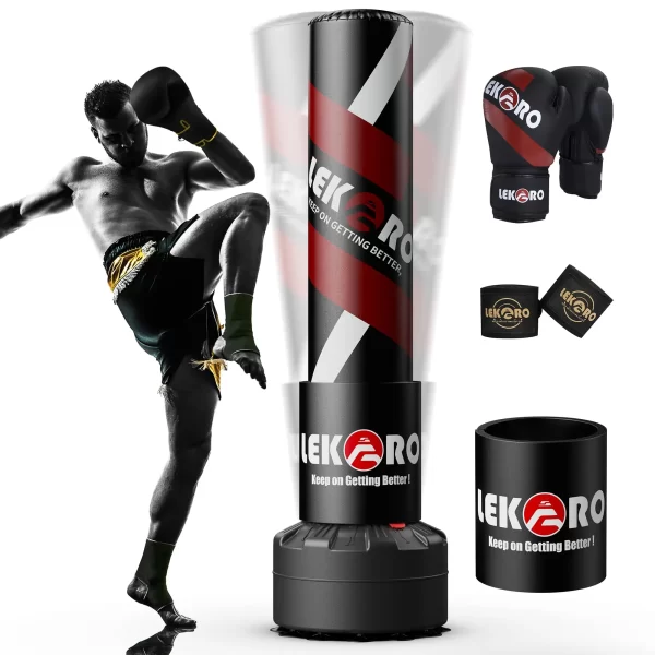 Standing boxing post with gloves - Image 7