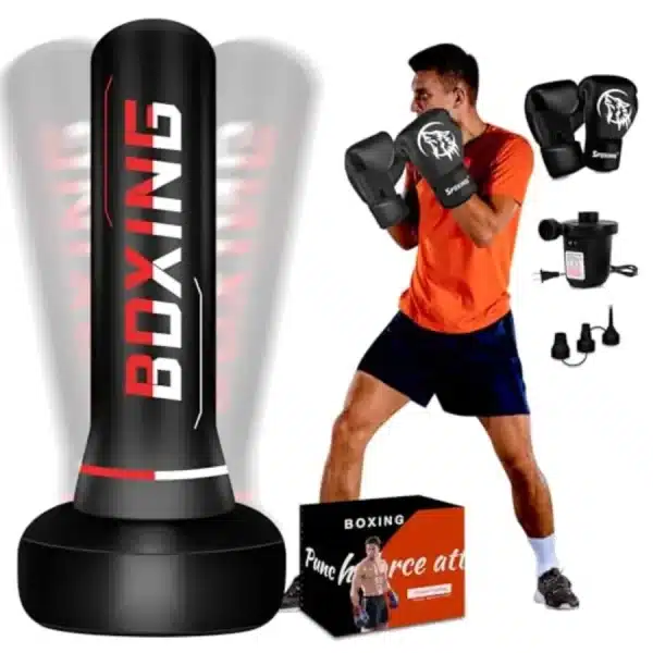 Freestanding Punching Bag with Boxing Gloves and Electric Air Pump for Beginners
