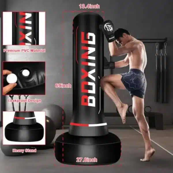 Freestanding Punching Bag with Boxing Gloves and Electric Air Pump for Beginners - Image 2