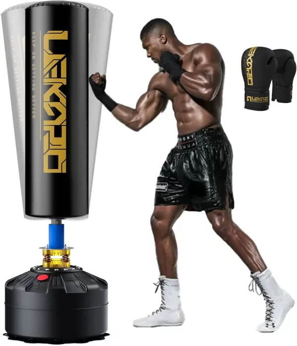 Standing boxing post with gloves - Image 8