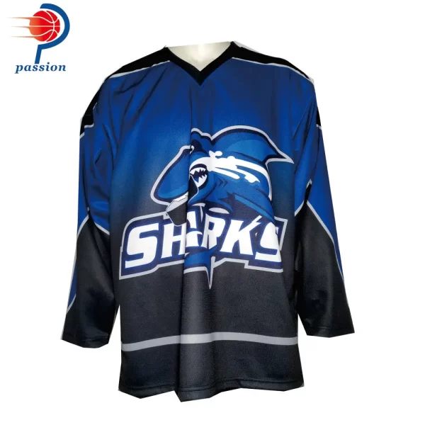 Custom Teamwear Shark Logo Ice Hockey Shirts for Training with Team Name - Image 4